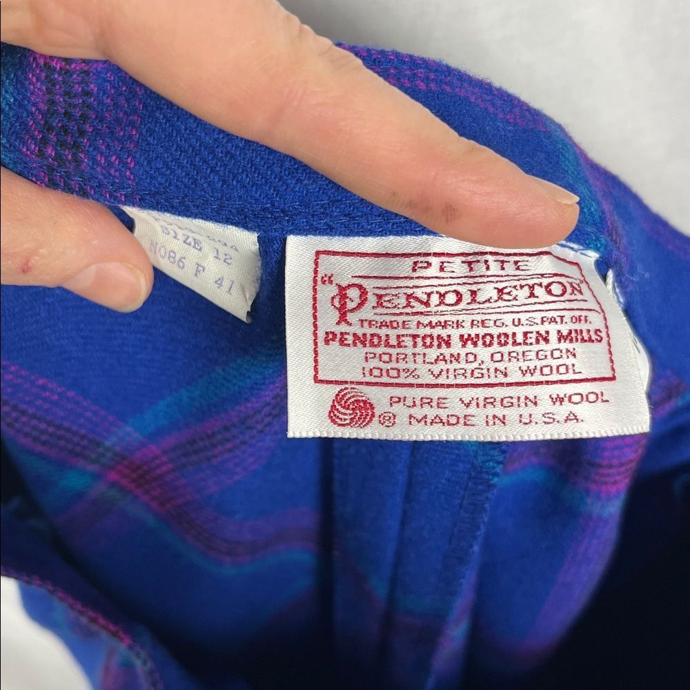 Vintage Pendleton 100% Virgin Wool Blue Plaid Skirt - Picture 5 of 6